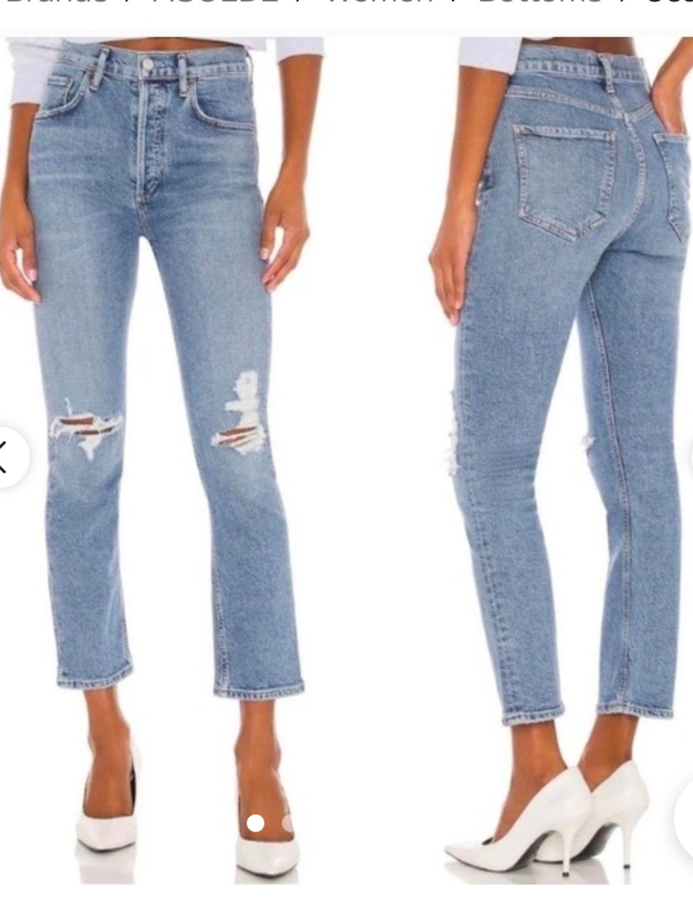 Agolde Riley High-Rise Cropped Distressed Jeans